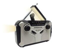 NONDK Emergency Radio Solar Hand Crank Radio AM/FM Radio LED Flashlight SOS Alarm Power Bank Speaker Gray