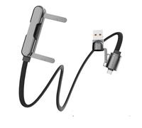 NONDK Fasting Charging 240W 2-In-1 Charger Cable with 360° Rotating Phone Stand Foldable USB& Type-C Adapter for Car Home Bracket