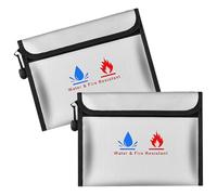 NONDK Fireproof and Waterproof 9" X 7" for Documents, Cash, Files Storage Bag-2-Pack Large Safe Bag with Zipper