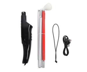 NONDK Folding Guide Cane for Blind People with Red Reflective Electronic Voice Obstacle Avoidance English Version