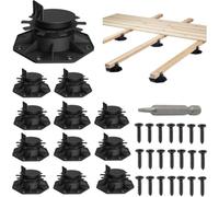 NONDK for 2x4& 2x6 Joist Framing Compatible 12-Pack Adjustable for Deck Support Pedestals, 1.18"- 2.36"(30-60 Mm) with Screws for Deck Construction