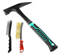 NONDK for Welders Metal Cleaning Chipping Hammer- 22 Oz with 2Pcs Steel Wire Brush, for Welding Workshop& DIY Projects