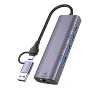 NONDK Gigabit Ethernet Adapter 1000Mbps 5 in 1 Docking Station Type C to USB 3.0 RJ45 LAN Network Adapter USB C Hub Converter