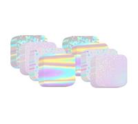 NONDK Glittering Film 200Pcs for Pin Maker Machine Kit- Square Button Maker Supplies in 4 Styles Clear Holographic Laminate Sheets Square