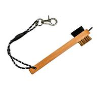 NONDK Golf Club Brush with Wood Handle& Metal Groove Cleaner Pick Portable Cleaning Tool Featuring Carabiner Lanyard