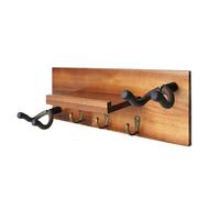 NONDK Guitar Wall Mount with Rotatable Hook, Wood Guitar Hanger Featuring Shelf and Pick Holder- Wall Stand Rack for Acoustic Guitars