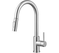 NONDK Kitchen Tap with Pull-Out Shower Extension, Extendible High Pressure Mixer, Two Jet Type Options, 360° Swivel, Stainless Steel