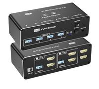 NONDK KVM Switch 2 Monitors 2 Computers, USB 3.0, Compatible for 2 PC for 2 Screen Sharing, Supports Extended Display Mode