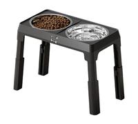 NONDK Large Dogs Foldable Dual Pet Food Water Dish Adjustable Height Stainless Steel Dog Bowls Elevated Feeder with Stand