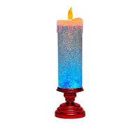 NONDK LED Christmas Candles Colour Changing LED Water Candle with Glitter Flameless LED Candle Lights Desk Table 27.5 X 8cm Red
