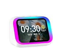 NONDK Lntelligent Large Screen Bluetooth Clock Lntelligent Large Screen Bluetooth Clock Speaker withTemperature Display Bedroom Office Decor White