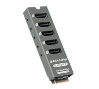 NONDK M. 2 PCIe Expansion Card Riser Converter for 5 Port SATA3.0 Storage Devices for Computer Motherboard Support PM Functionality with Case Included JMB585 Chipset