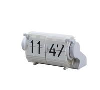 NONDK Mechanical Desk Calendar with Automatic Date& Alarm,Page Turning Clock Vintage Flip Style for Home Decor White