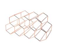 NONDK Modern Metal Wine Bottle Storage Honeycomb Wine Rack Beehive Tabletop Design 9 Bottle Capacity Hexagon Shape Display Rack Holder C