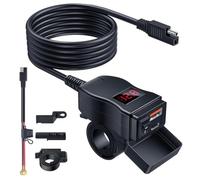 NONDK Motorcycle USB Charger, Dual USB Type C PD & Quick Charge 3.0 Motorcycle Phone Charger with Voltmeter & On/Off Switch