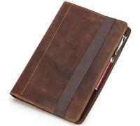 NONDK Multi-Function Planner A5 Notebook Cover-Vintage Leather, 6-Ring Binder-Refillable Organizer for, School