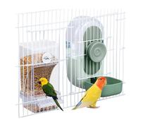 NONDK No Mess Bird Feeder & Water Dispenser Set - Automatic Feeding & Hydration, Parakeet Cage Accessories for Parrots