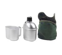 NONDK Outdoor Canteen Cookware Set 0.9L Canteen Cup Portable Water Bottle with Grab Handle Cup for Outdoor Camping Hiking