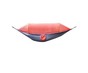 NONDK Outdoor Equipment Camping Hammock With Mosquito Nets Hammock Tent Tied With Insect Nets Tear- Nylon Speed Open Mosquito Net Hammock 275x145Cm- Gray + Orange