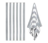 NONDK Plush Microfiber Pool Towel, Striped Quick Dry Swim Towel 35 X 70 Inch Beach Towels for Adults Grey