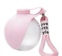 NONDK Portable Outdoor Dispenser Dogs Drinking Bottle with Silicone Bowl 285ml Leak-Proof Water Bottle for Cats Dogs Pink