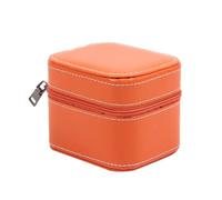 NONDK Portable Watch Box Single Watch Case Leather Travel Case with Removable Cushion Jewelry Storage Case Organizer Orange