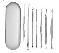 NONDK Professional Double Pimple Extractor,7 Pieces Blackhead Remover Set Blackhead Remover of All Skin Types Silver
