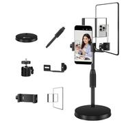 NONDK Rear View Camera Mirror Mobile Phone Holder Adjustable Height Desktop Round Plate Live Streaming Stand Selfie Stand