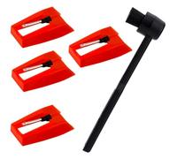 NONDK Record Player Needles Replacement Stylus with Cleaner Brush for Vinyl Record Player Phonograph 4Pcs