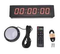 NONDK Running Event Gym Timer 1.5in 6 Digit LED Race Red Display 12/24 Hour with Stop Watch Remote Control Functionality