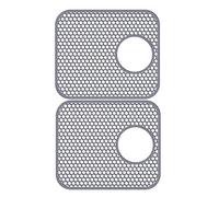 NONDK Silicone Sink Mat, 2 Pack Sink Protectors for Kitchen Sink with Rear Drain, Folding Non-Slip Heat Sink Mat
