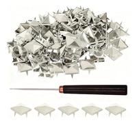 NONDK Silver for Clothing Pyramid Studs 10 Mm, Four-Jaw Square Metal Studs for Clothing, Crafts, DIY
