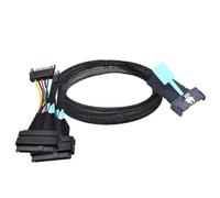 NONDK Slimline SAS MCIO 8i 74P to Dual SFF 8639 with 15P SATA Male Power Data Cable for Server Adapter Cable 0.8m