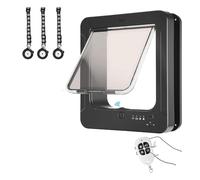 NONDK Smart Cat Door with RFID Collar Sensor, 3 Sensory Tags, Remote Control& 4-Way Locking System Black