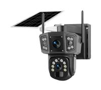 NONDK Solar-Powered 4G/WiFi Security Camera Dual Lens Outdoor Color Night Vision PIR Motion Detector Detection Auto Tracking IP Surveillance System WiFi Version