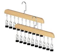 NONDK Space Saving, Wood Closet Organizer-2PCS with 10 Clips-Multi-Purpose Design Ideal for Small Living Rooms B