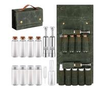 NONDK Spice Kit for Travel& Camping-Portable Bag Includes 8 Jars, 2 Salt/Pepper Grinders, 1 Oil Dispersion Set