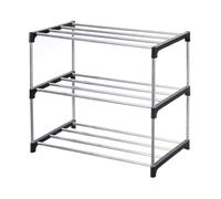 NONDK Stackable Small Shoe Rack, Entryway, Hallway and Closet Space Saving Storage and Organization (3-Tier, Black) Easy Install