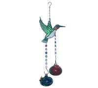 NONDK Stained Glass Feeder Wind Chime Bird Water Feeder to Feed Birds Easy Install B