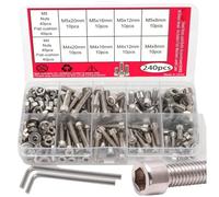 NONDK Stainless Steel Hex Socket and Nut Assortment Kit(240Pcs) for DIY Metalworking Projects
