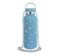 NONDK Stainless Steel Water Bottle Portable Glitter Rhinestone Water Bottle Crossbody Bling Thermal Flask 600ml E