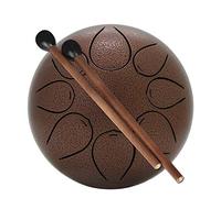 NONDK Steel Tongue Drum 8 Notes 5 Inches Chakra Tank Drum Steel Percussion Storage Bag and Mallets (Brown)