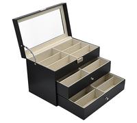 NONDK Sunglass Storage Box Glasses Sunglasses Display Box 3 Tier 18 Slot Glasses Texture Pattern