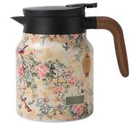 NONDK Thermal Insulation Teapot Stainless Steel Tea Kettle 1000ml Vintage Floral Design with Built-in Infuser Separator for Hot Drinks B