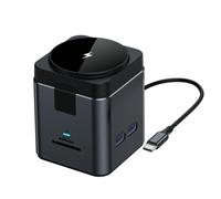 NONDK Type-C Docking Station 9 in 1 Magnetic USB-C HUB 15W Wireless Charger Stand with USB3.0x3 HD 4K@ 30Hz PD100W Gigabit