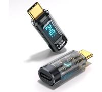 NONDK USB-C Adapter 2Pc 240W Power Meter Tester LED Digital Display Type C Male to Female Extension Connector for Phone Tablet