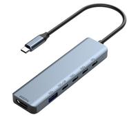 NONDK USB C Hub 6 in 1 Type-C DP Alt Mode with HDTV 4K@ 60Hz Dual Video Output USB3.2 Gen2 Hub 10Gbps Data 100W PD Charging