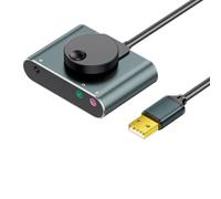 NONDK USB External Sound Card 3.5mm Headset Microphone Connection Port Driver-Free for Desktop and Notebook Black