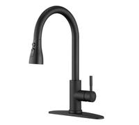 NONDK Utility Sink Faucet Single Handle High Arc Stainless Steel Matte Black Kitchen Sink Faucet