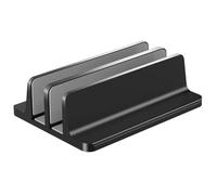 NONDK Vertical Laptop Stand Adjustable 2 Slot Aluminum Desktop Holder Supports Up to 17.3 Inch Fits All Laptops Tablets or Books Black